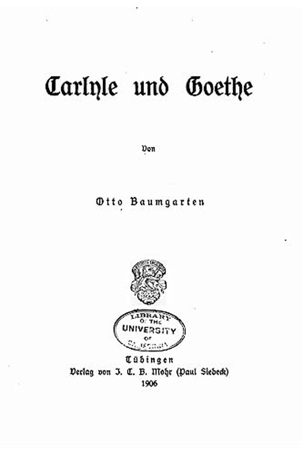 Carlyle Und Goethe-..