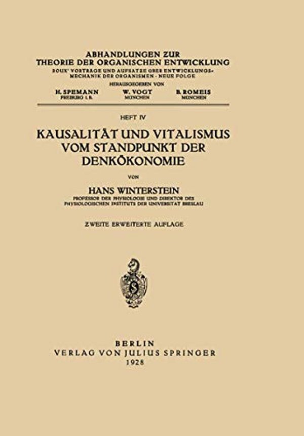 Kausalität Und Vitalismus Vom Standpunkt Der Denkökonomie-..