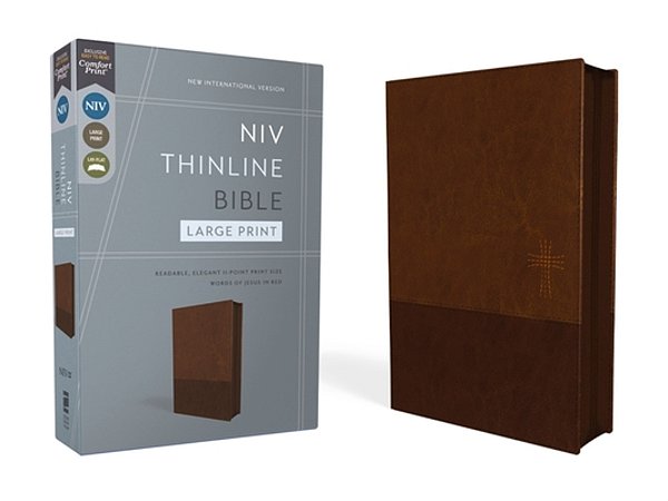 Niv, Thinline Bible, Large Print, Leathersoft, Brown, Zippered, Red Letter, Comfort Print-..