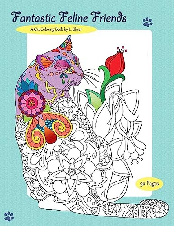 Fantastic Feline Friends: A Cat Coloring Book-..