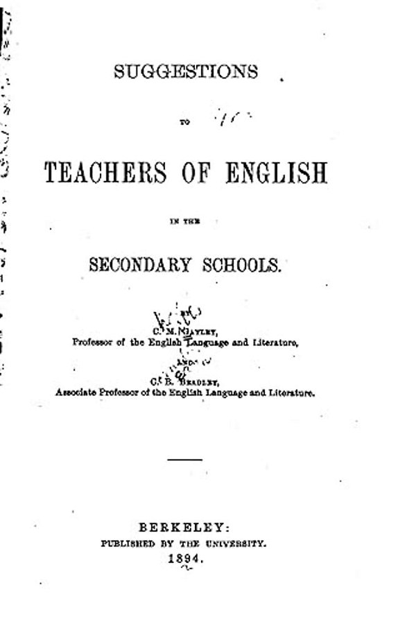 Suggestions To Teachers Of English In The Secondary Schools-..