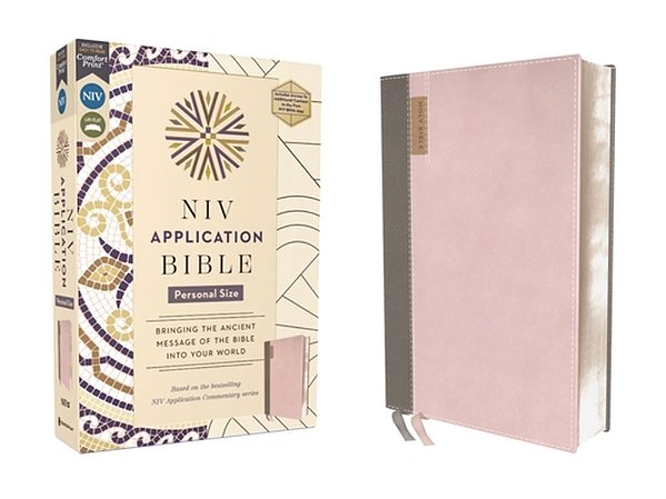 Niv Application Bible, Personal Size, Leathersoft, Pink/Gray, Red Letter, Comfort Print: Bringing The Ancient Message Of The Bible Into Your World-..