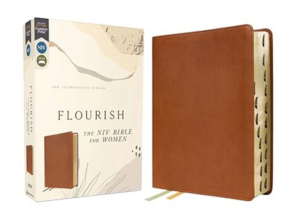 Flourish: The Niv Bible For Women, Leathersoft, Brown, Thumb Indexed, Comfort Print-..