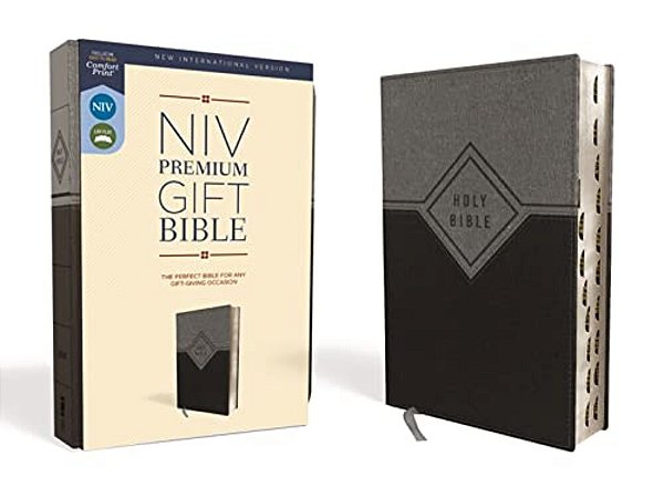 Niv, Premium Gift Bible, Leathersoft, Black/Gray, Red Letter Edition, Indexed, Comfort Print-..