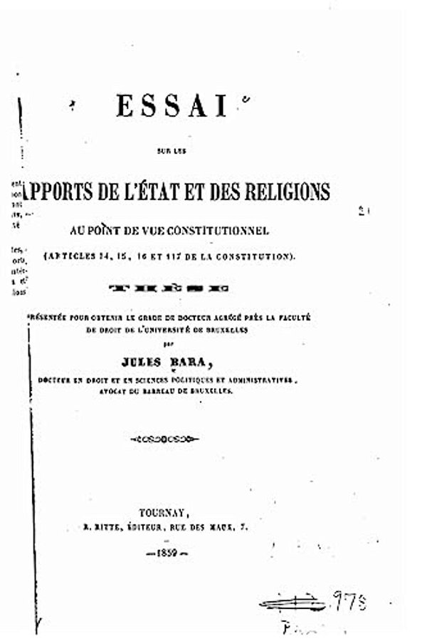 Essai Sur Les Rapports De L'État Et Des Religions-..