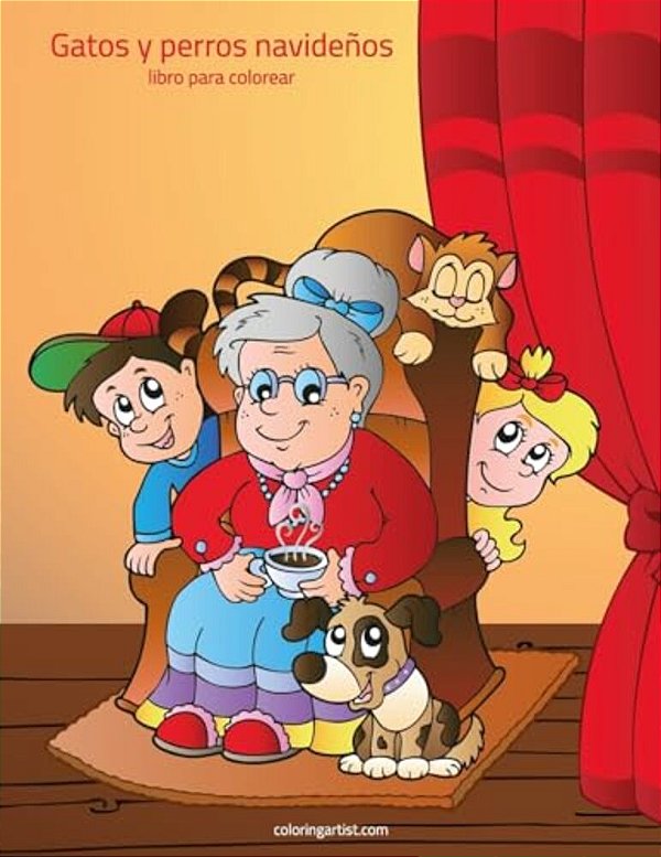 Gatos Y Perros Navideños Libro Para Colorear 1-..