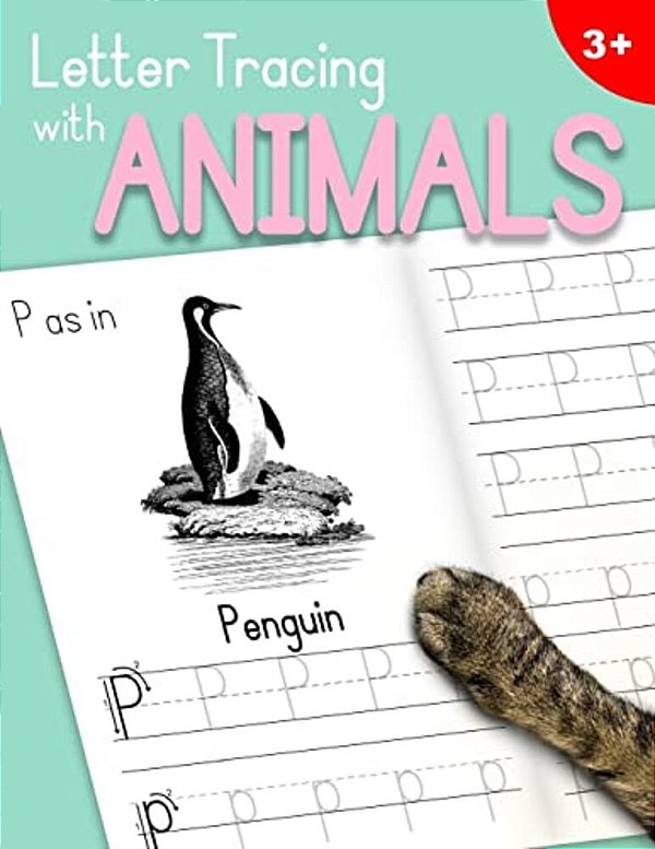 Letter Tracing With Animals: Learn The Alphabet - Handwriting Practice Workbook For Children In Preschool And Kindergarten - Mint-Pink Cover-..