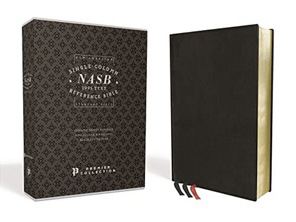 Nasb, Single-Column Reference Bible, Premium Leather, Goatskin, Black, Premier Collection, 1995 Text, Comfort Print-..
