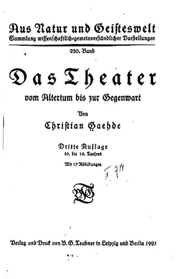 Das Theater Vom Altertum Bis Zur Gegenwart-..