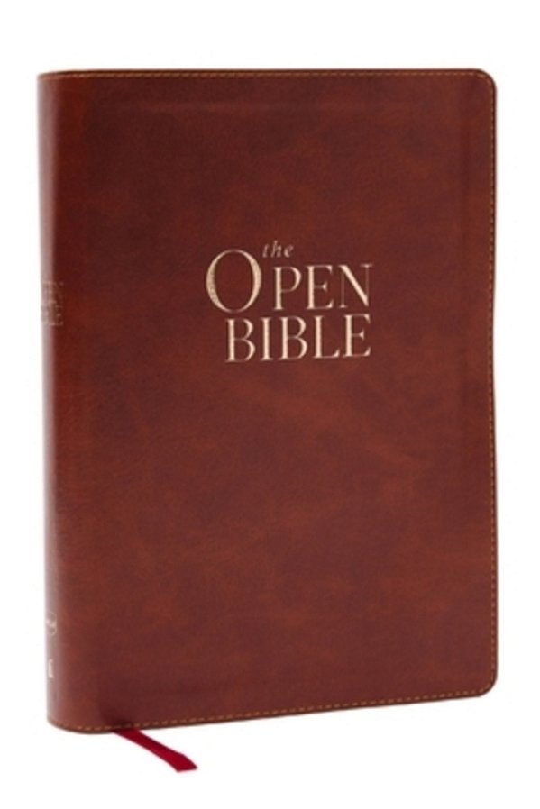 The Open Bible: Read And Discover The Bible For Yourself (Nkjv Brown Leathersoft, Red Letter, Comfort Print)-..