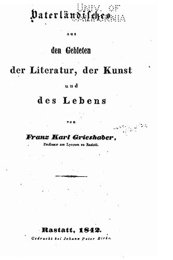Vaterländisches Aus Den Gebieten Der Literatur, Der Kunst Und Des Lebens-..