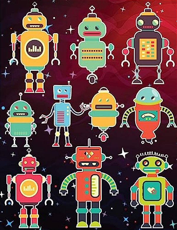 Robots Sticker Album For Boys: 100 Plus Pages For Permanent Sticker Collection, Activity Book For Boys - 8.5 By 11-..