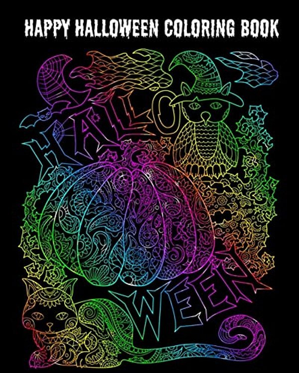 Happy Halloween Coloring Book: Halloween Books, Stress Relief Coloring Book, Halloween Drawings!-..