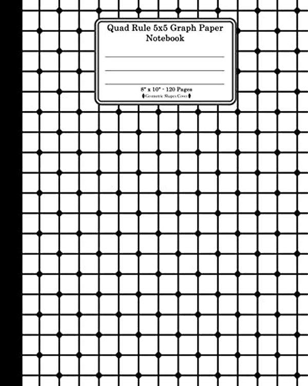 Quad Rule 5X5 Graph Paper Notebook. 8 X 10. 120 Pages. Geometric Shapes Cover: White Black Mesh Squares Dots Pattern Cover. Square Grid Paper, Graph R-..