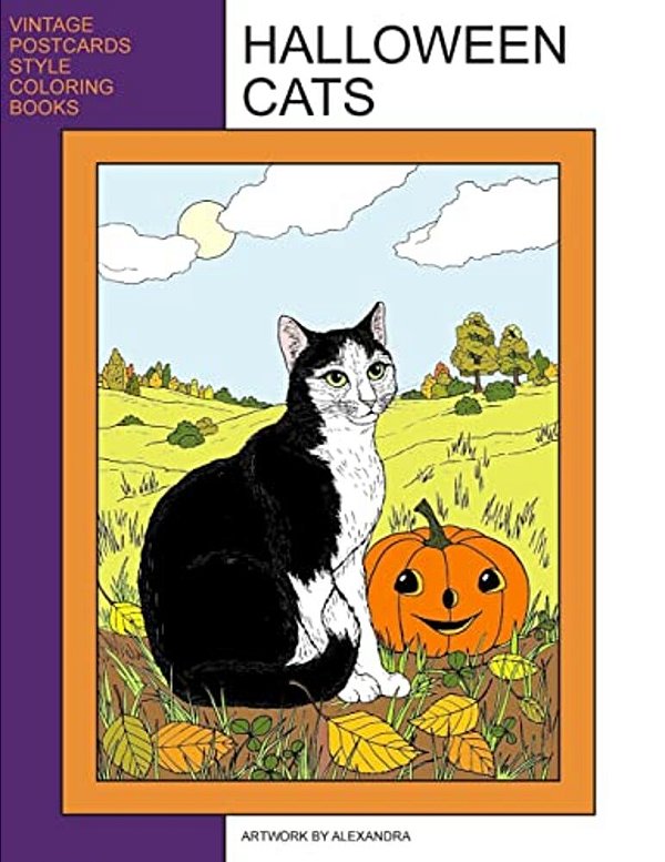 Halloween Cats: Coloring Book-..