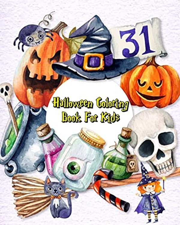 Halloween Coloring Book For Kids: Happy Halloween, Stress Relief Coloring Book, Halloween Drawings!-..