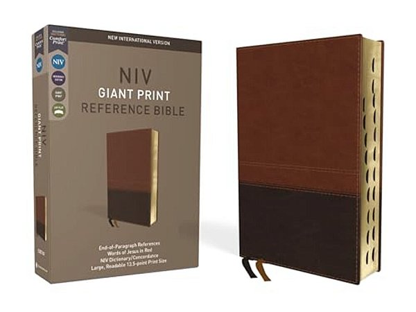 Niv, Reference Bible, Giant Print, Imitation Leather, Brown, Red Letter Edition, Indexed, Comfort Print-..