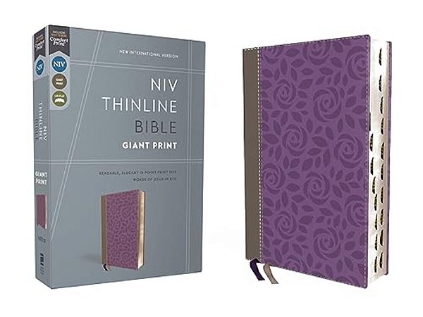 Niv, Thinline Bible, Giant Print, Leathersoft, Gray/Purple, Red Letter, Thumb Indexed, Comfort Print-..