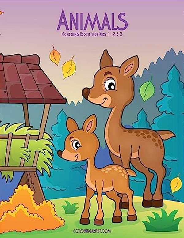 Animals Coloring Book For Kids 1, 2 & 3-..