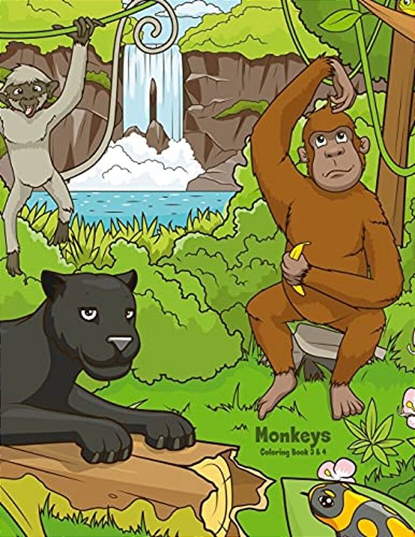 Monkeys Coloring Book 3 & 4-..