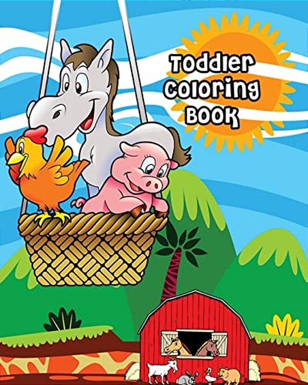 Toddler Coloring Book: Farm Animals, Activity Book For Kids Ages 2-4, Giant Coloring Books For Kids-..