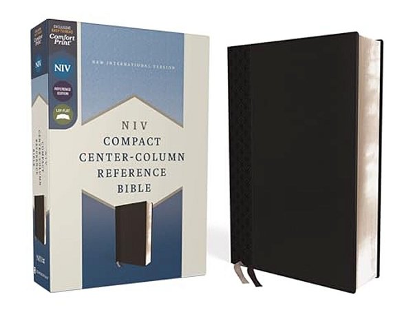 Niv, Compact Center-Column Reference Bible, Leathersoft, Black, Red Letter, Comfort Print-..
