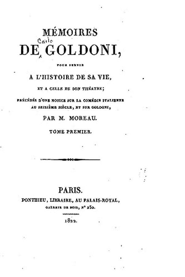 Mémoires De Goldoni - Tome I-..