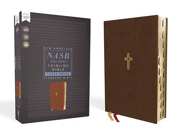 Nasb, Thinline Bible, Large Print, Leathersoft, Brown, Red Letter Edition, 1995 Text, Thumb Indexed, Comfort Print-..