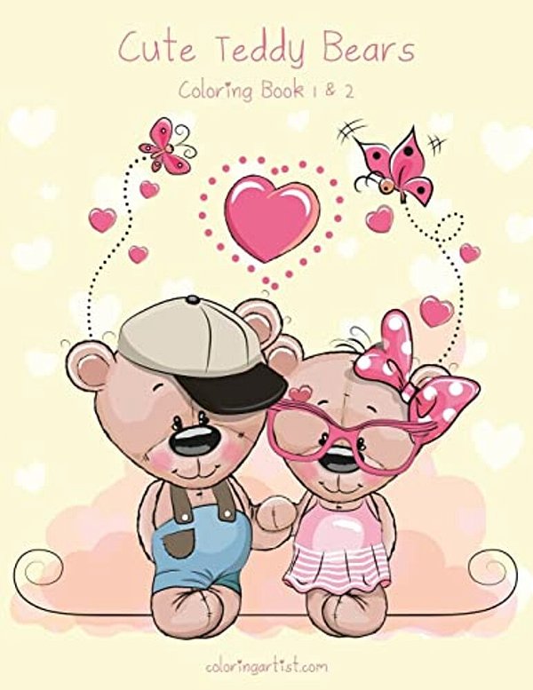 Cute Teddy Bears Coloring Book 1 & 2-..