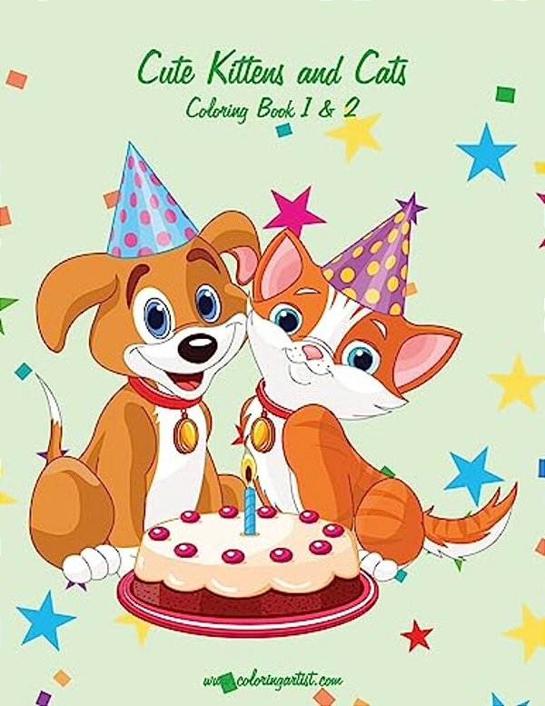 Cute Kittens And Cats Coloring Book 1 & 2-..