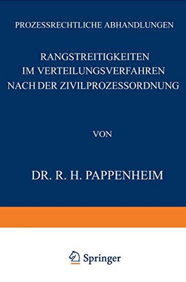 Rangstreitigkeiten Im Verteilungsverfahren Nach Der Zivilprozessordnung-..