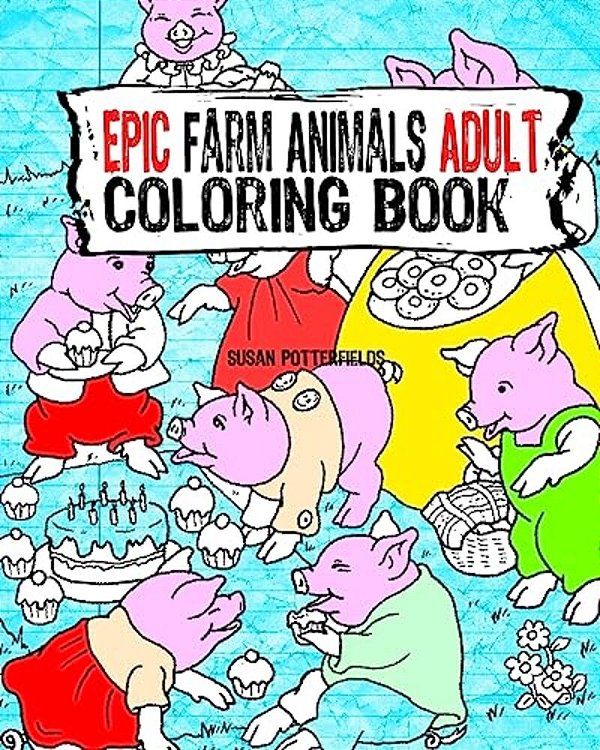 Epic Farm Animals Adult Coloring Book-..