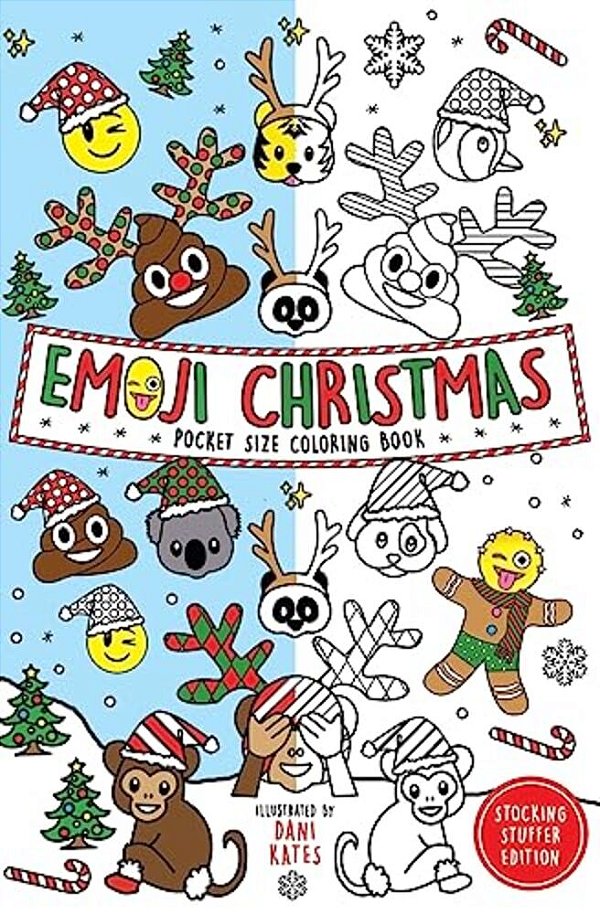 Emoji Christmas Pocket Size Coloring Book: (Stocking Stuffer Edition)-..