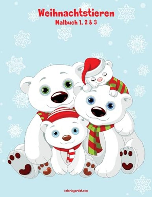 Malbuch Mit Weihnachtstieren 1, 2 & 3-..