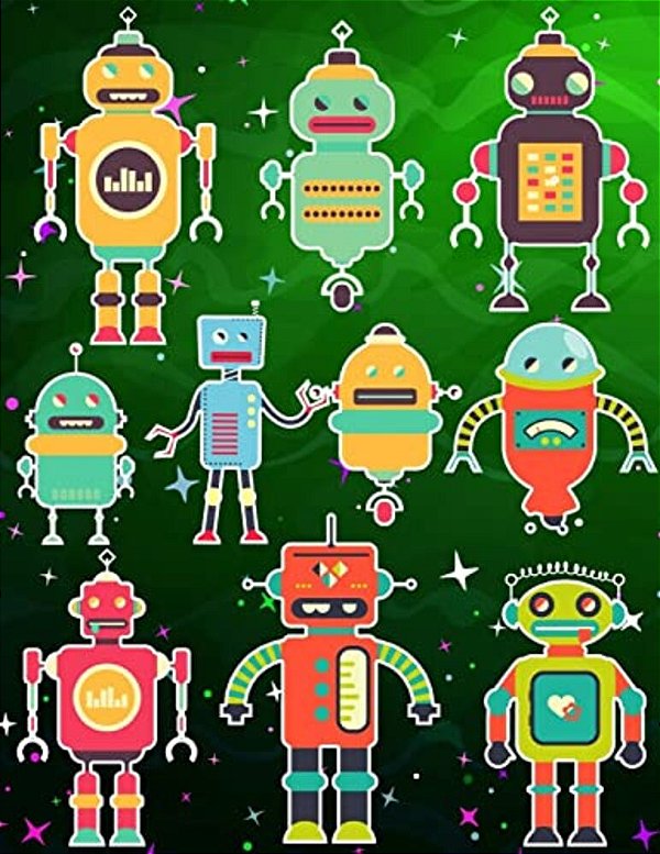 Robots Sticker Album For Boys: 100 Plus Pages For Permanent Sticker Collection, Activity Book For Boys - 8.5 By 11-..