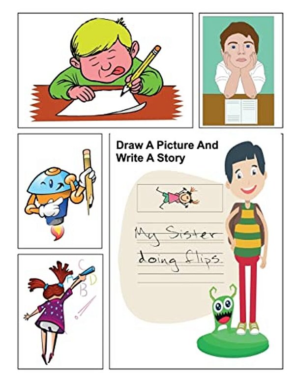 Draw A Picture And Write A Story: Prompt Storybook Children Kid's Elementary Paper Artwork Practice Writing Creative-..