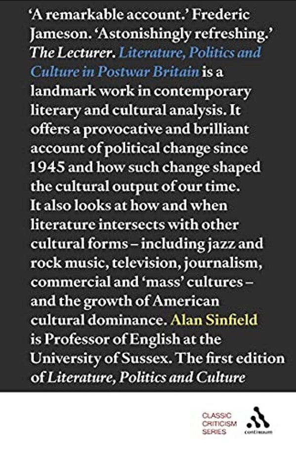 Literature, Politics And Culture In Postwar Britain-..