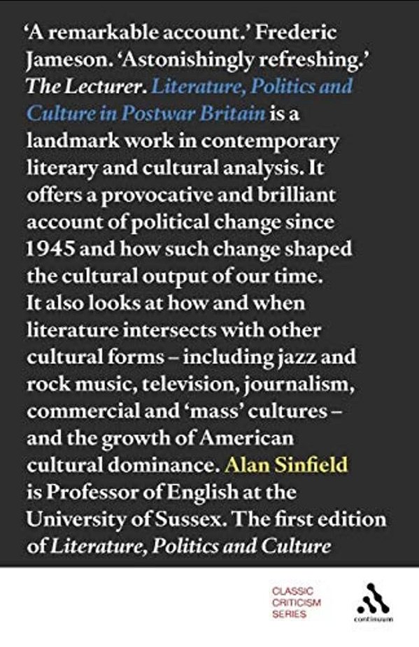 Literature, Politics And Culture In Postwar Britain-..