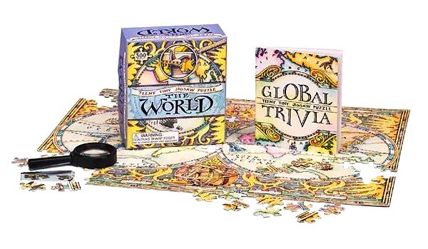 Teeny Tiny Jigsaw Puzzle - The World Magnifying Glass Included-..