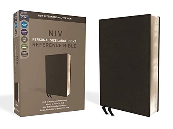 Niv, Personal Size Reference Bible, Large Print, Premium Leather, Black, Red Letter Edition, Comfort Print-..