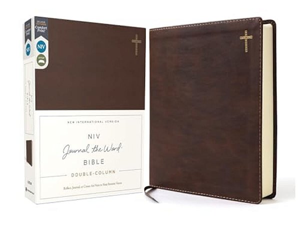 Niv, Journal The Word Bible, Double-Column, Leathersoft, Brown, Red Letter Edition, Comfort Print: Reflect, Take Notes, Or Create Art Next To Your Fav-..