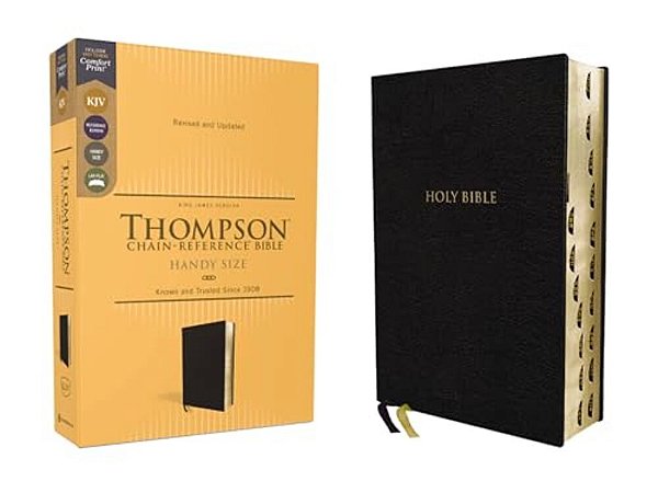 Kjv, Thompson Chain-Reference Bible, Handy Size, European Bonded Leather, Black, Red Letter, Thumb Indexed, Comfort Print-..