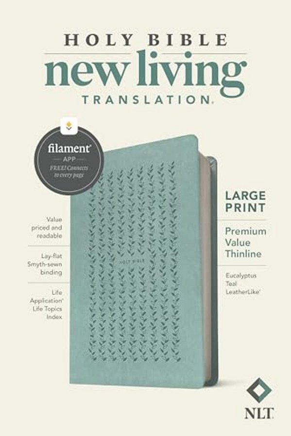 Nlt Large Print Premium Value Thinline Bible, Filament Enabled (Leatherlike, Eucalyptus Teal)-..