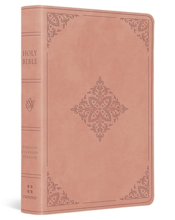 Esv Large Print Value Compact Bible (Trutone, Blush Rose, Fleur-De-lis Design)-..