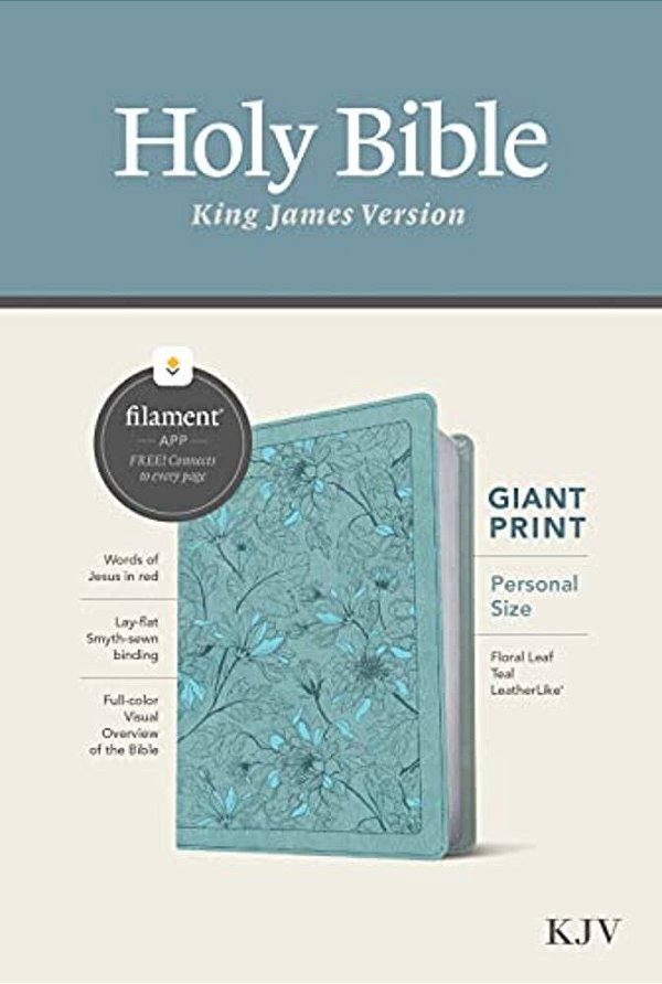 Kjv Personal Size Giant Print Bible, Filament Enabled (Leatherlike, Floral Leaf Teal, Red Letter)-..