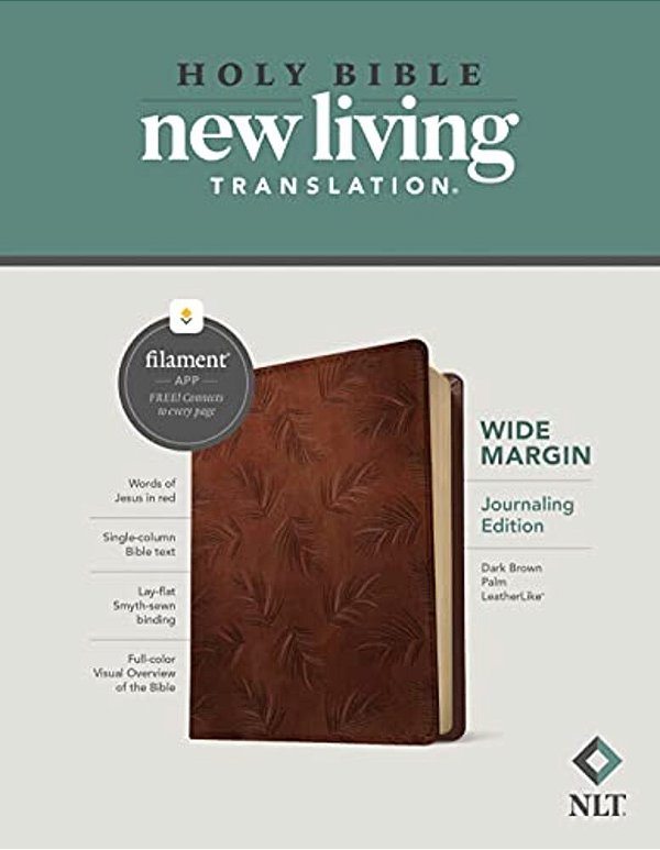 Nlt Wide Margin Bible, Filament Enabled (Leatherlike, Dark Brown Palm, Red Letter)-..