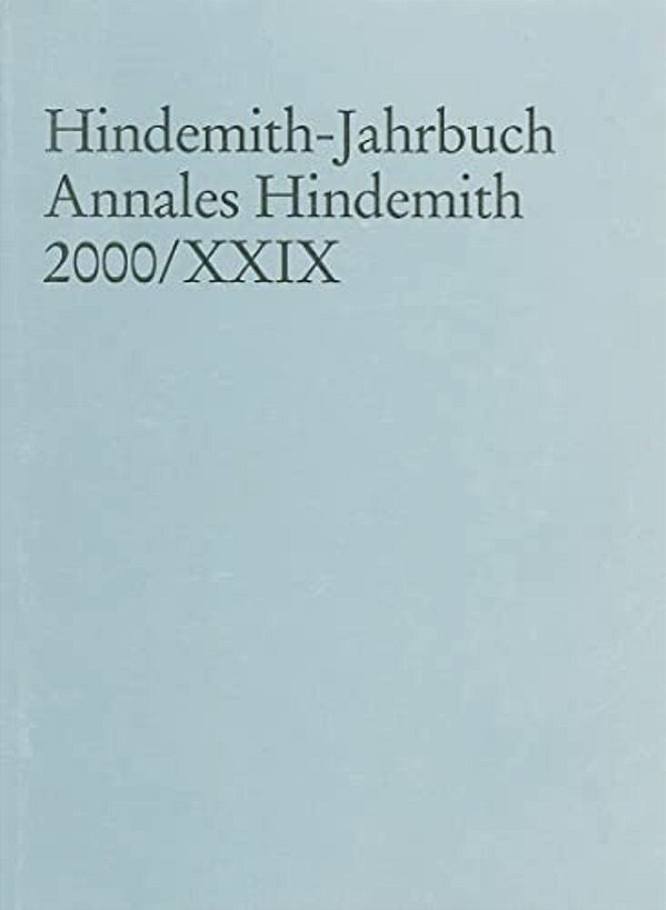 Hindemith-Jahrbuch Annales Hindemith 2000/XXIX-..