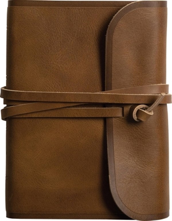 Esv Large Print Compact Bible, Red Letter (Natural Leather, Brown, Flap With Strap)-..