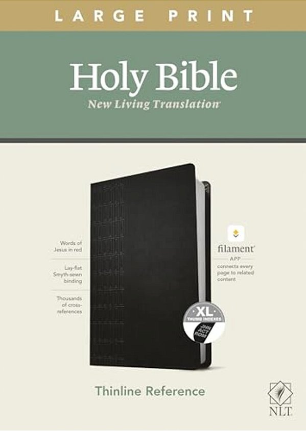 Nlt Large Print Thinline Reference Bible, Filament Enabled Edition (Red Letter, Leatherlike, Black, Indexed)-..