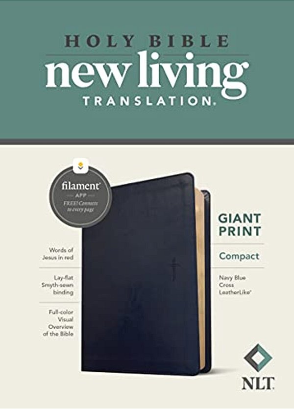 Nlt Compact Giant Print Bible, Filament Enabled (Leatherlike, Navy Blue Cross, Red Letter)-..